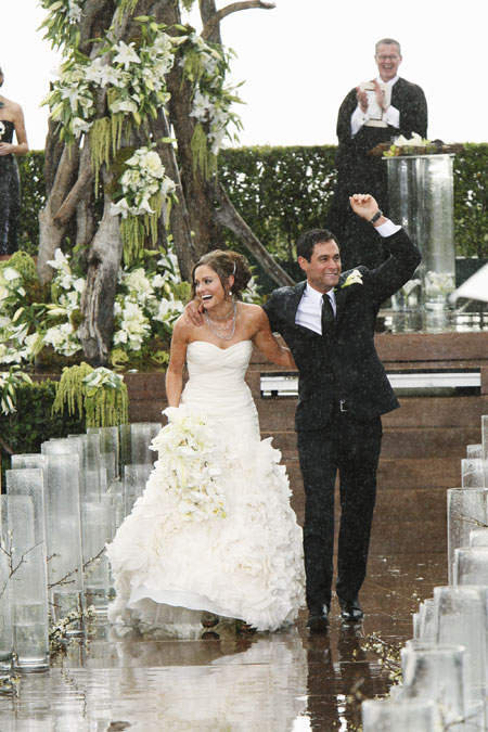 Molly carried gorgeous orchids in a cascading bridal bouquet